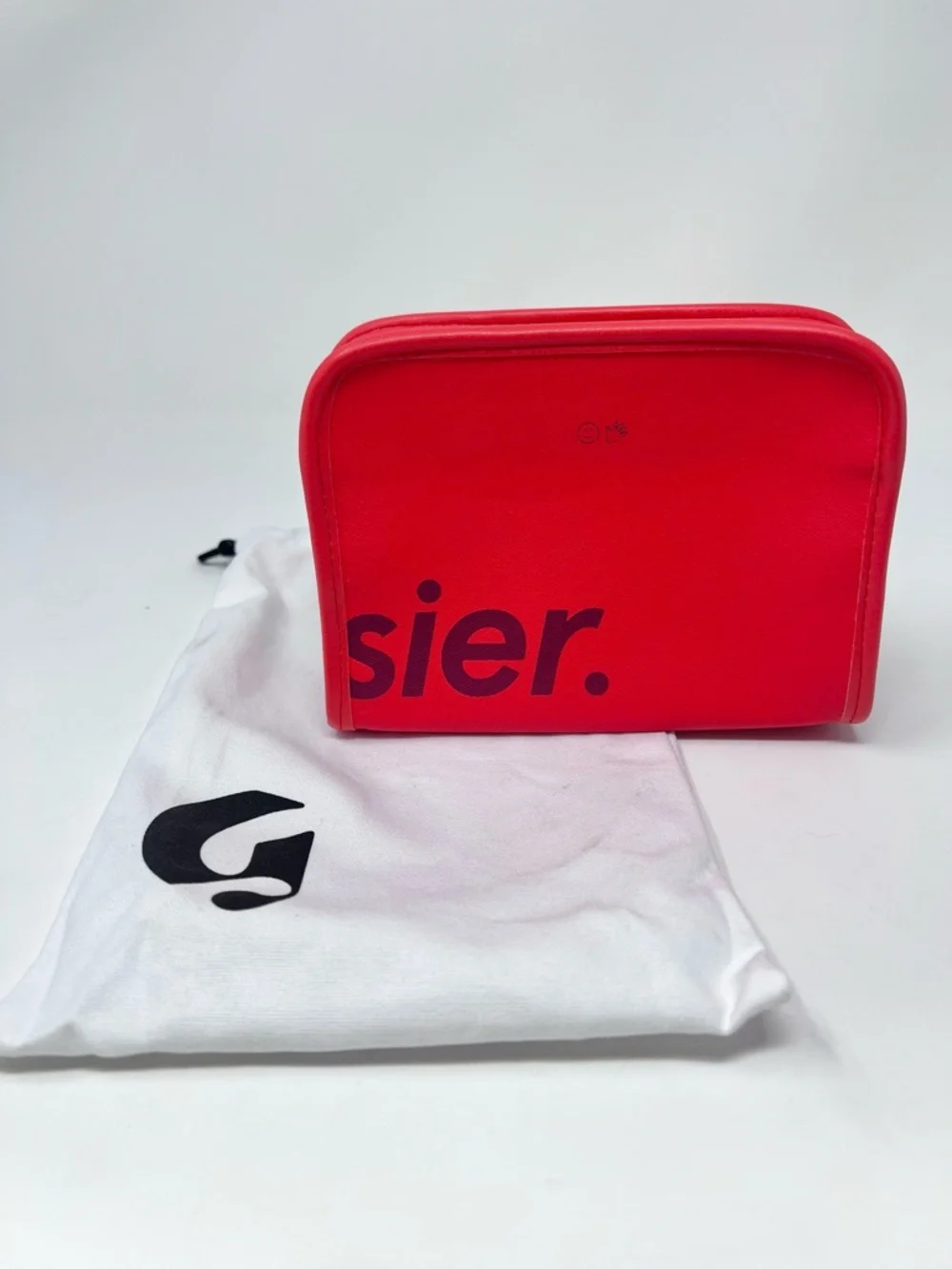 Glossier Mini Beauty Bag Red Cotton Travel Essentials